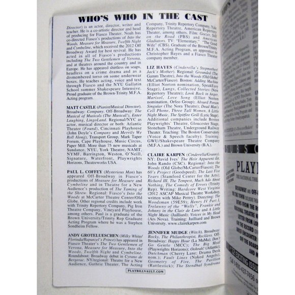 Into the Woods Playbill February 2015 Roundabout Noah Brody Paul Coffey FLAW - Picture 7 of 8